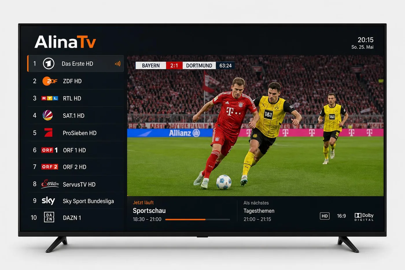 AlinaTv Live-TV auf Fernseher, Laptop, Tablet und Handy